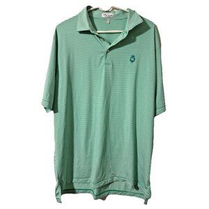 Peter Millar Summer Comfort Green White Stripe Polo Size XL